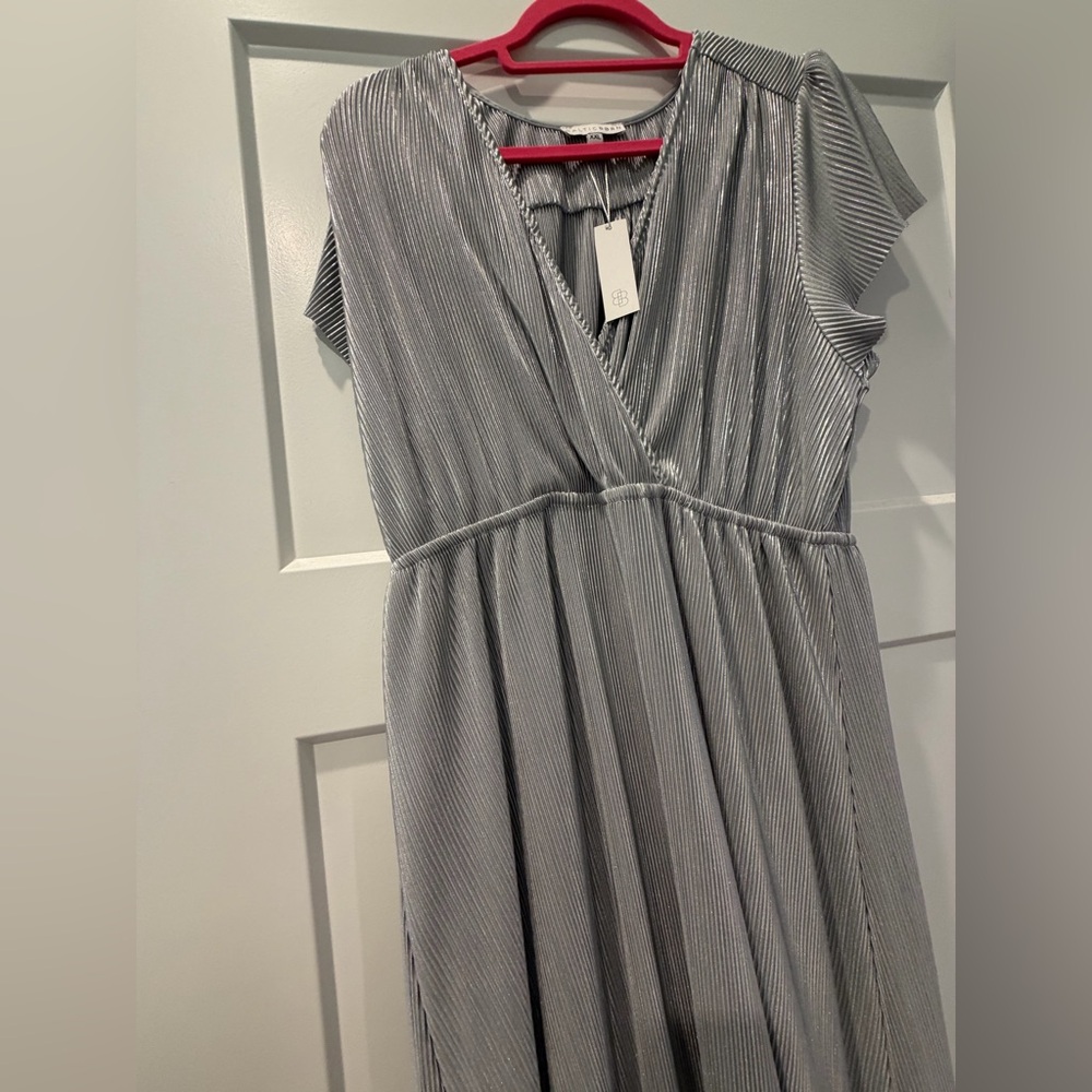 Baltic Born Athena Pleated Maxi Dress | Silver - Picture 2 of 4